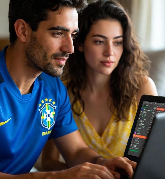 Brazilian football fans checking betting odds online